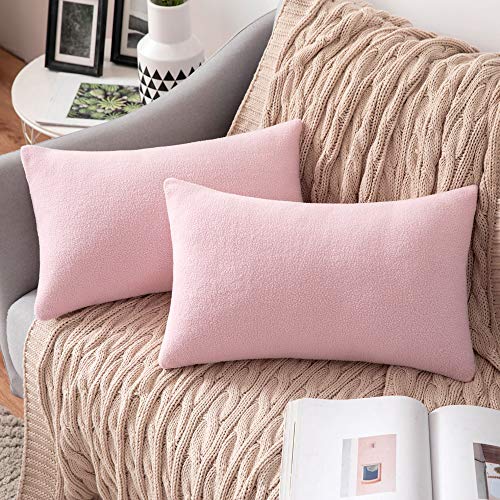 MIULEE 2 Unidades Fundas de cojín para sofá Almohada Caso de Diseño Compuesto de Polar Fleece Cómodo Decoración para Habitacion Juvenil Sofá Comedor Cama Dormitorio Oficina 30 x 50cm Rosa