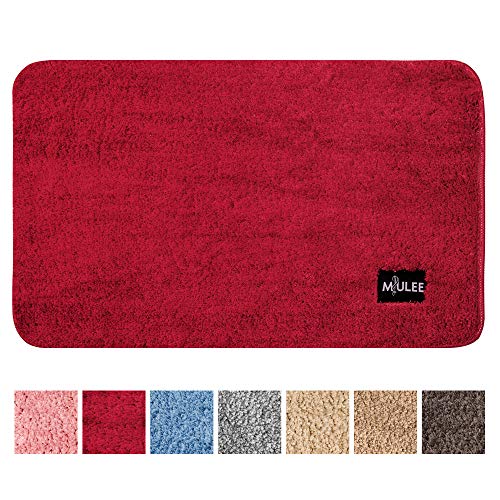 MIULEE Alfombra de Pelusa Rizada Suave Antipolvo Antideslizante Absorbente Alfombra Cuadrada Lavable de Piso Puertas de Entrada Pasillo para Dormitorio Sala de Estar Cocina 50cm x 80cm Rojo