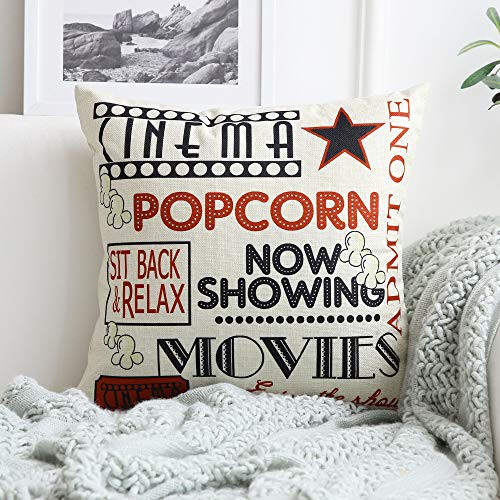 MIULEE Juego de 4 Lino Cojines Serie de Películas Funda de Cojín Almohada Caso de Decorativo Cojines para Sala de Estar sofá Cama18 x18 Pulgadas 45x45cm