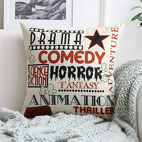 MIULEE Juego de 4 Lino Cojines Serie de Películas Funda de Cojín Almohada Caso de Decorativo Cojines para Sala de Estar sofá Cama18 x18 Pulgadas 45x45cm