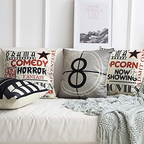 MIULEE Juego de 4 Lino Cojines Serie de Películas Funda de Cojín Almohada Caso de Decorativo Cojines para Sala de Estar sofá Cama18 x18 Pulgadas 45x45cm