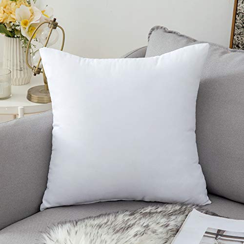 MIULEE Relleno de Cojines 4 Piezas Almohada Suave Mullido y Suave para Funda de Cojines Decoración Poliéster y Algodón Antialérgico Indeformable Cojines para Sófa Dormitorio Cama Hogar Blanco 50x50cm