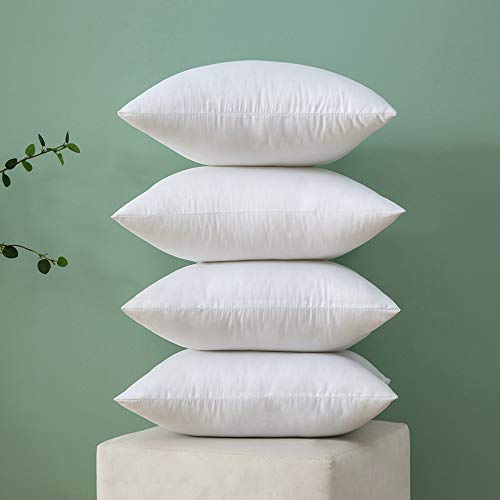 MIULEE Relleno de Cojines 4 Piezas Almohada Suave Mullido y Suave para Funda de Cojines Decoración Poliéster y Algodón Antialérgico Indeformable Cojines para Sófa Dormitorio Cama Hogar Blanco 50x50cm