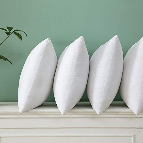 MIULEE Relleno de Cojines 4 Piezas Almohada Suave Mullido y Suave para Funda de Cojines Decoración Poliéster y Algodón Antialérgico Indeformable Cojines para Sófa Dormitorio Cama Hogar Blanco 50x50cm