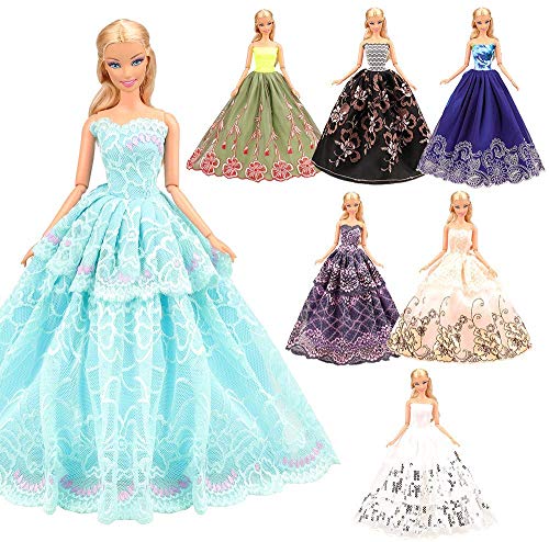 Miunana 5 Hermoso Novia Vestidos de Noche Hechos a Mano Ropa Vestir Boda Fiesta + 10 Zapatos para 11.5 Pulgadas 30 CM Muñeca Regalo