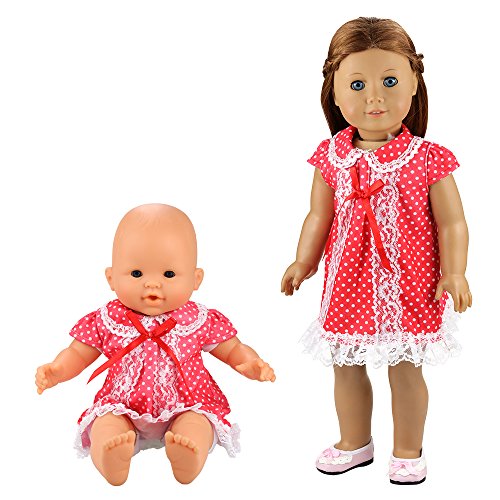 Miunana 5X Vestidos Verano Casual Ropas Fashion para 14- 18 Pulgadas Muñeca bebé 36 cm Doll 18 Pulgadas American Girl Doll
