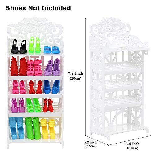 Miunana 8 Accesorios para 11.5 Pulgadas 28 -30 CM Muñecas = Tocador + Taburete + Espejo + Mesa + Jaula + Zapatero + Soporte + 5 Accesorios para Peluquería + 6 Accesorios para Perfumería