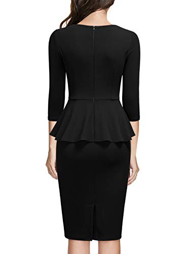 Miusol Negocios Peplum Lápiz Vestido de Fiesta para Mujer Negro Large