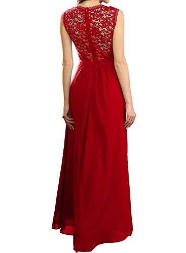 Miusol Vintage Chiffon Largo Fiesta Vestidos para Mujer Rojo Small