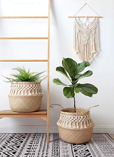 Mkouo Macramé Colgar en la Pared Driftwood Decor Boho Chic Bohemia Decoración de casa Tejida, 17" W x 26" L