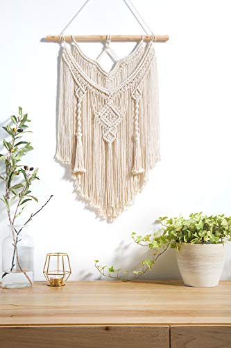 Mkouo Macramé Colgar en la Pared Driftwood Decor Boho Chic Bohemia Decoración de casa Tejida, 17" W x 26" L