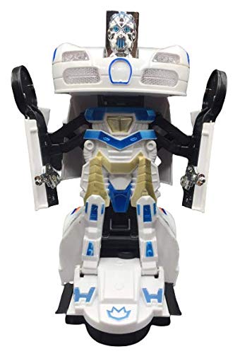 ML Coche policia de Juguete Coche Robot Car Transformers Juguete para niños niñas Regalos cumpleaños Navidablanco-Trans