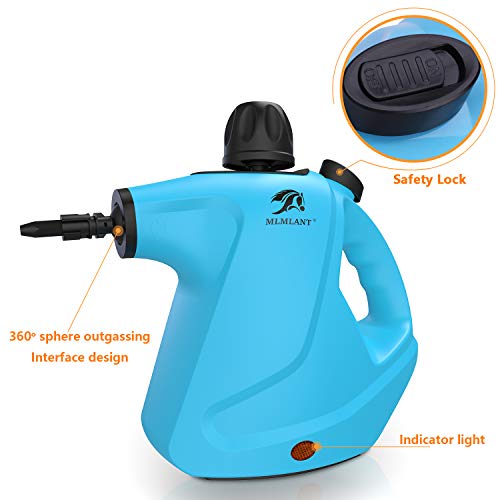 MLMLANT Limpiador de Vapor presurizado de Mano, 450ml 1050W y 9 Accesorios,Vaporeta Portátil y Manual de Alta Presión
