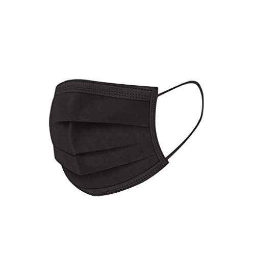 MMMYANG 100 piezas Adulto Negro Seguro Suave Transpirable Protección personal diaria, Protección 3 Capas Transpirables A Prueba de Polvo con Elástico para Los Oídos