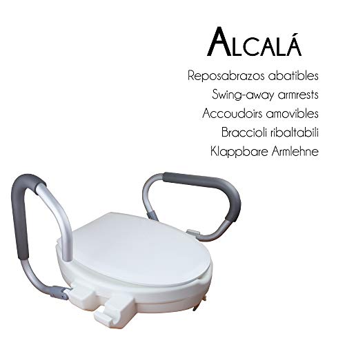 Mobiclinic, Alcalá, Elevador de inodoro, Tapa y reposabrazos abatibles, Altura 10cm