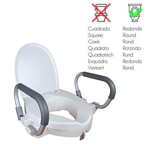 Mobiclinic, Alcalá, Elevador de inodoro, Tapa y reposabrazos abatibles, Altura 10cm