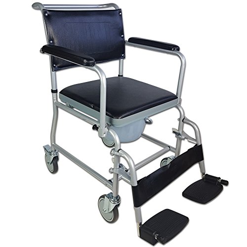 Mobiclinic, Ancla, Silla de WC con ruedas, Silla de inodoro para minusválidos, discapacitados, ancianos, Plegable, Reposabrazos, Asiento ergonómico, Conteras antideslizantes, Gris