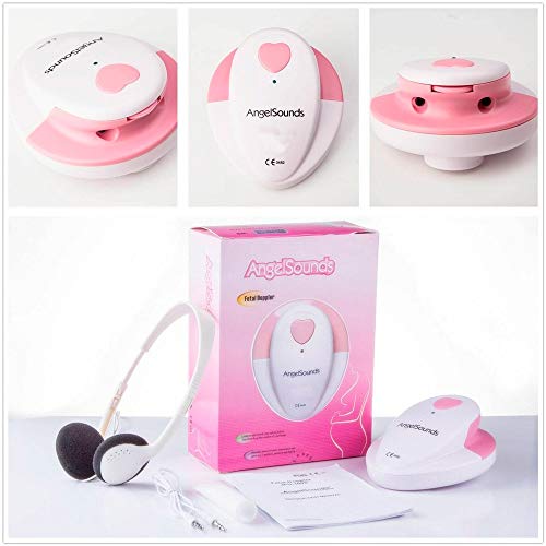 Mobiclinic, AngelSounds, Detector fetal, Monitor de latidos fetales, Detector de latidos portátil, Capacidad sonora, Monitoreo de Movimiento, Monitor de seguridad para bebés, Rosa