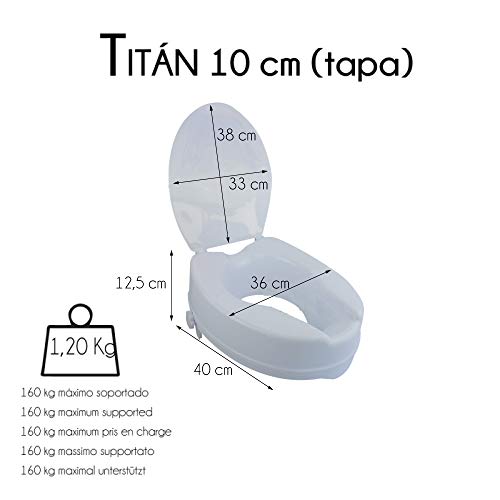 Mobiclinic, Elevador WC, Con tapa, 10 cm, Blanco, Titán