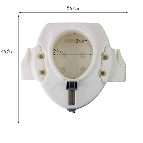 Mobiclinic, Elevador WC, Con tapa, Ayuda de baño para ancianos y minusválidos, Reposabrazos abatibles, ergonómico, ligero, blanco