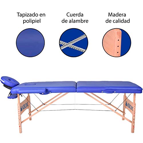 Mobiclinic, Light, Cama de Masaje, Camilla fisioterapia plegable, Reposacabezas, Masaje, Portátil, Madera, 186x60 cm, Azul