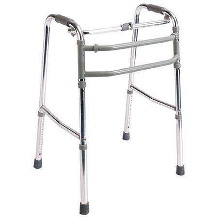 Mobiclinic, Mezquita, Andador para ancianos, mayores, adultos o minusválidos, ayuda para caminar, regulable en altura, aluminio, ligero, plegable, sin ruedas, empuñaduras ergonómicas, gris