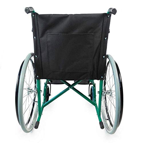 Mobiclinic, modelo Alcazaba, Silla de ruedas para minusválidos, premium, manual, plegable, ortopédica, freno en manetas, reposapiés, reposabrazos, color Verde, asiento, ultraligera