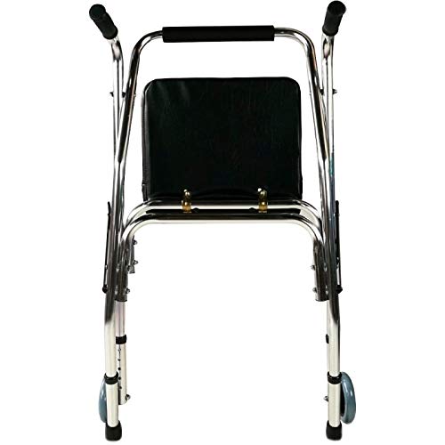 Mobiclinic, Modelo Compostela, Andador para adultos, ancianos, mayores o minusválidos, de acero, ligero, plegable, con asiento y 2 ruedas, Color Plateado