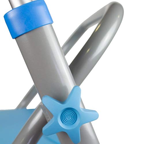 Mobiclinic, Modelo Future, Andador para mayores, adultos, ancianos o minusválidos, de acero y aluminio, ligero, plegable, con asiento y ruedas, Color Celeste