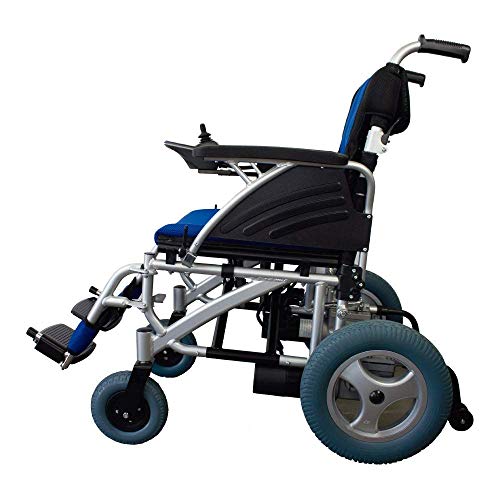 Mobiclinic, modelo Lyra, Silla de ruedas eléctrica, plegable, de aluminio, con motor, para discapacitados, minusválidos, ancianos, ortopedica, para mayores, autonomía 20 km, 24V, color Azul y Negro