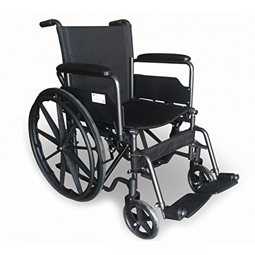 Mobiclinic, modelo S220, Silla de ruedas plegable premium, autopropulsable, ortopédica, para minusválidos y ancianos, reposapiés y reposabrazos abatibles, color Negro, asiento 40 cm, ultraligera