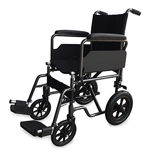 Mobiclinic, Modelo S230, Silla de ruedas para minusválidos y ancianos, de tránsito, plegable, ortopédica, reposapiés, reposabrazos, ligera, negro, asiento 46 cm