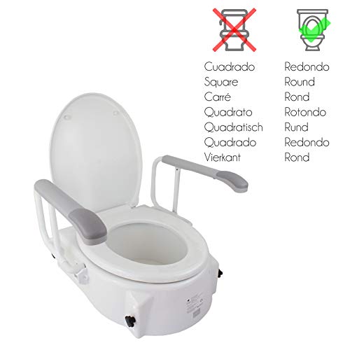 Mobiclinic, Muralla, Elevador WC con brazos, Asiento elevador, Adaptador WC para personas mayores, Regulable en altura de 5 a 15 cm, inclinable, reposabrazos abatibles