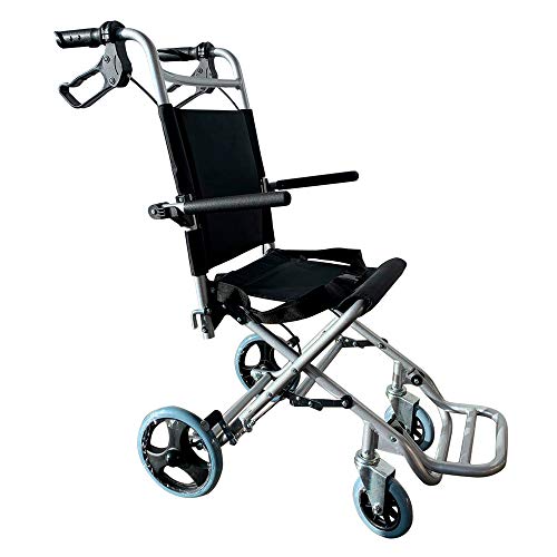 Mobiclinic, Neptuno, Silla de ruedas de tránsito para ancianos y minusválidos, plegable, aluminio, reposapiés y reposabrazos abatibles, asiento, ultraligera, frenos en manetas, negro