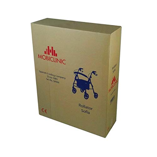 Mobiclinic, Sofía, Rollator con 4 ruedas, andador para ancianos y minusválidos, ayuda para caminar, andador caminador, aluminio, ligero, plegable, cesta de tela, freno en manetas, asiento, Gris