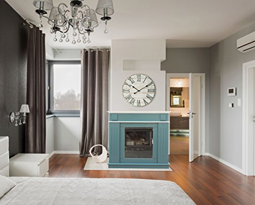 Mobili Rebecca® Marco de Chimenea Falsa para Pared Decoración Moderna Madera MDF Blanco Verde Dormitorio Sala de Estar (Cod. RE6054)