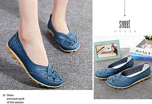 Mocasines para Mujer Ligero Loafers Casual Zapatillas Verano Zapatos del Barco Zapatos para Mujer Zapatos de Conducción Azul 38.5EU=40CN