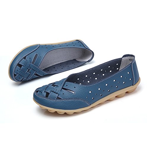 Mocasines para Mujer Ligero Loafers Casual Zapatillas Verano Zapatos del Barco Zapatos para Mujer Zapatos de Conducción Azul 38.5EU=40CN