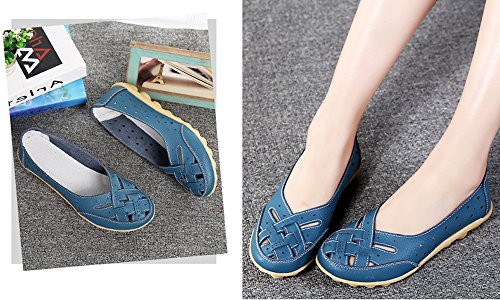 Mocasines para Mujer Ligero Loafers Casual Zapatillas Verano Zapatos del Barco Zapatos para Mujer Zapatos de Conducción Azul 38.5EU=40CN