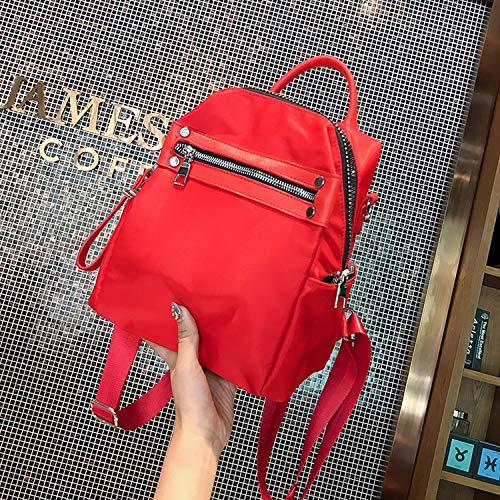 Mochila de piel para mujer, estilo escolar, para universidad, diseño simple, para mujer, casual, mochila femenina, marcas famosas, Rojo (Rojo) - shoulder-handbags