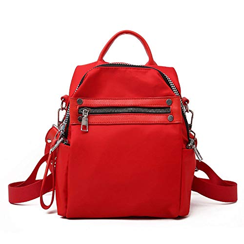 Mochila de piel para mujer, estilo escolar, para universidad, diseño simple, para mujer, casual, mochila femenina, marcas famosas, Rojo (Rojo) - shoulder-handbags