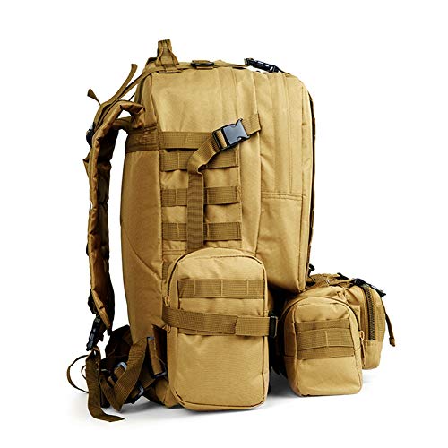 Mochila de senderismo, mochilas aire libre táctico militar de los hombres de recorrido del deporte mochila, acampar hombros de gran capacidad Backpack.For correr, caminar, ciclismo 50L,Amarillo,50L