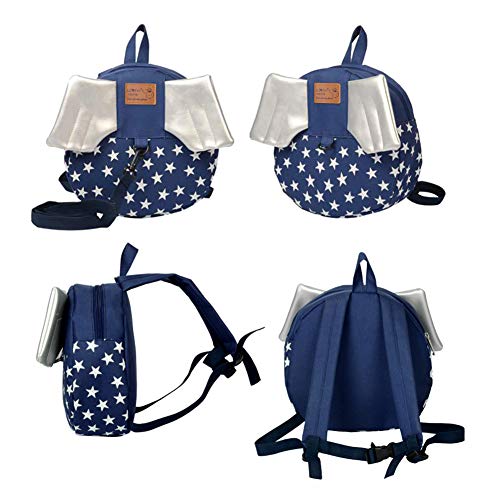 Mochila infantil para bebé de 1 a 3 años, diseño de carrito con alas bonitas, mochila antipérdida, mochila para niños, regalo de cumpleaños, Navidad para guardería, preescolar, niñas, niños azul azul