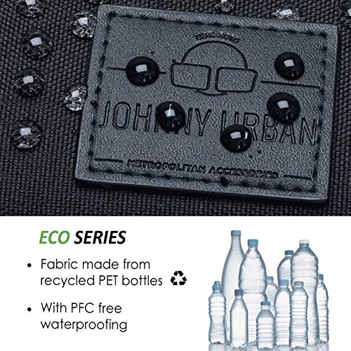 Mochila Mujer Pequeña Negra - JOHNNY URBAN Elias Casual Bolso e Día de Chica Hecho de Botellas Pet Recicladas - Mini Moderno Mochilas Backpack Mujeres - Morral y Bandolera en Una - Ideal para Ocio