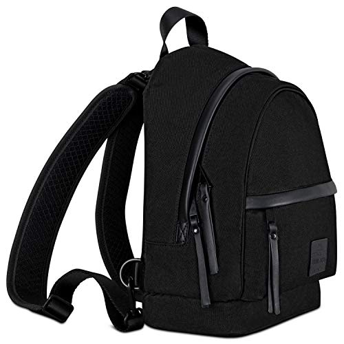 Mochila Mujer Pequeña Negra - JOHNNY URBAN Elias Casual Bolso e Día de Chica Hecho de Botellas Pet Recicladas - Mini Moderno Mochilas Backpack Mujeres - Morral y Bandolera en Una - Ideal para Ocio