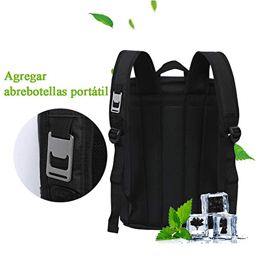 Mochila Picnic con Nevera, Bolsa Térmica y Aislada Guarda Alimentos Gran Capacidad 20L Impermeable Resistente al Fugas Ligero para 4 Personas Acampada Senderismo Playa Parque Unisex-Negro