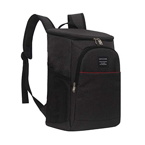 Mochila Picnic con Nevera, Bolsa Térmica y Aislada Guarda Alimentos Gran Capacidad 20L Impermeable Resistente al Fugas Ligero para 4 Personas Acampada Senderismo Playa Parque Unisex-Negro