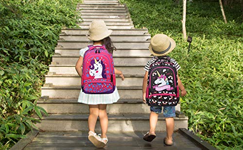 Mochila Unicornio Niños Impermeable Mochila Escolar para Adolescente Pequeñas Mochilas Infantil Bolso para Chicas para La Escuela,Viajes,Intemperie Juego de 3 (Marron Oscuro)