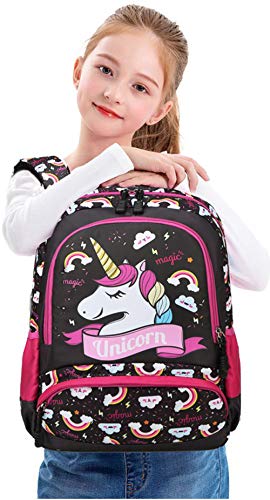 Mochila Unicornio Niños Impermeable Mochila Escolar para Adolescente Pequeñas Mochilas Infantil Bolso para Chicas para La Escuela,Viajes,Intemperie Juego de 3 (Marron Oscuro)