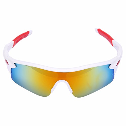 Moda Deportes Al Aire Libre Ciclismo Para Bicicleta Pesca Gafas de Conducción Gafas de Sol Gafas (Golden + Blanco)
